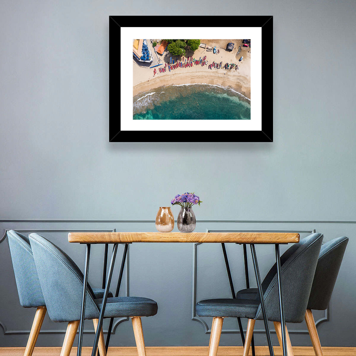 Aerial Tarrafal Beach Fishing Boats Wall Art