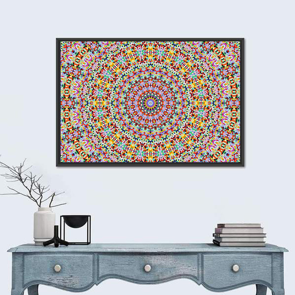 Beaded Kaleidoscope Mandala Wall Art in a room, landscape