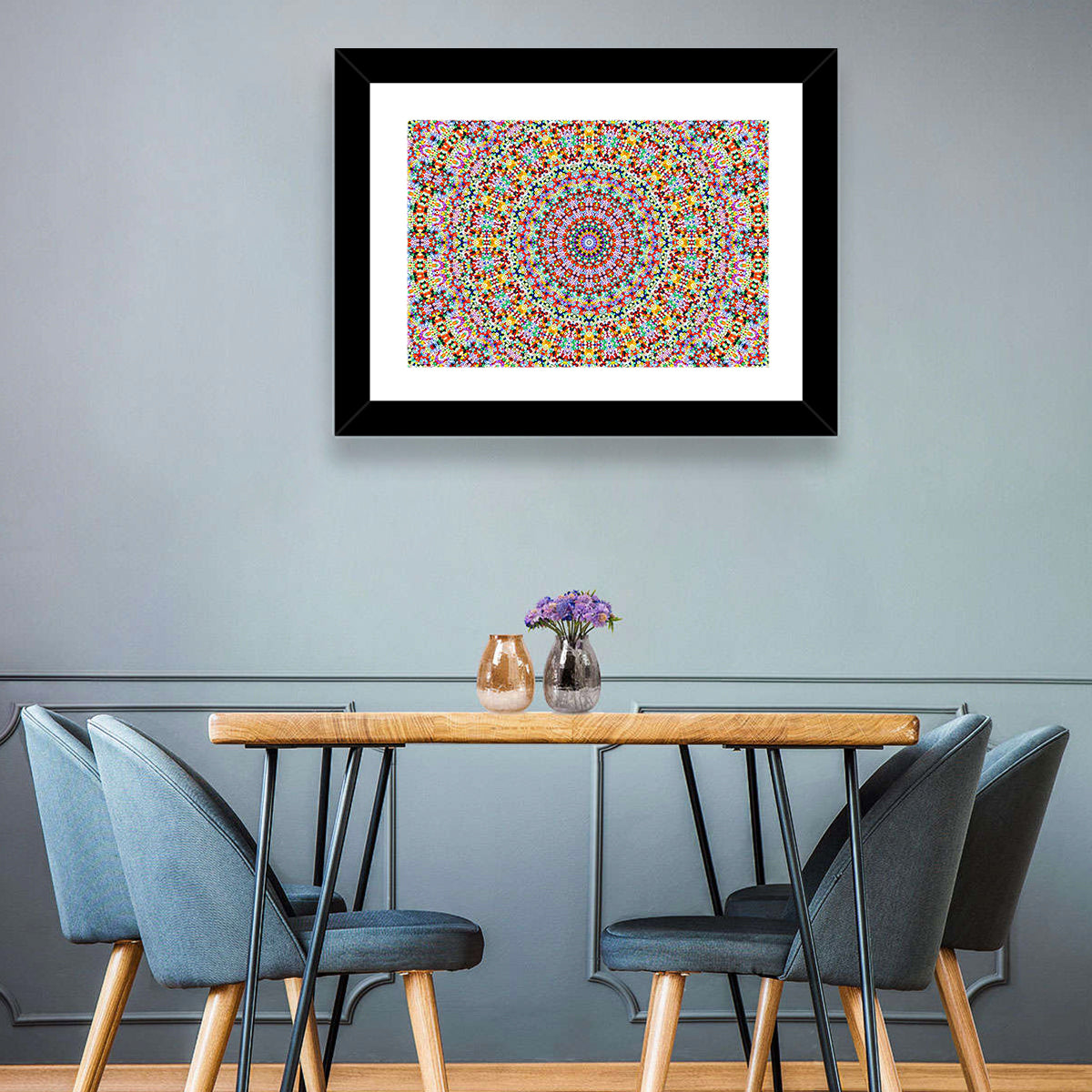 Beaded Kaleidoscope Mandala Wall Art in a room, landscape