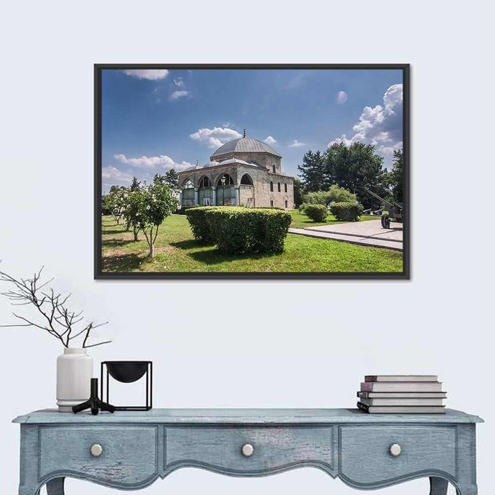 Sunlit Old Mosque in Izmail Wall Art in a room, landscape