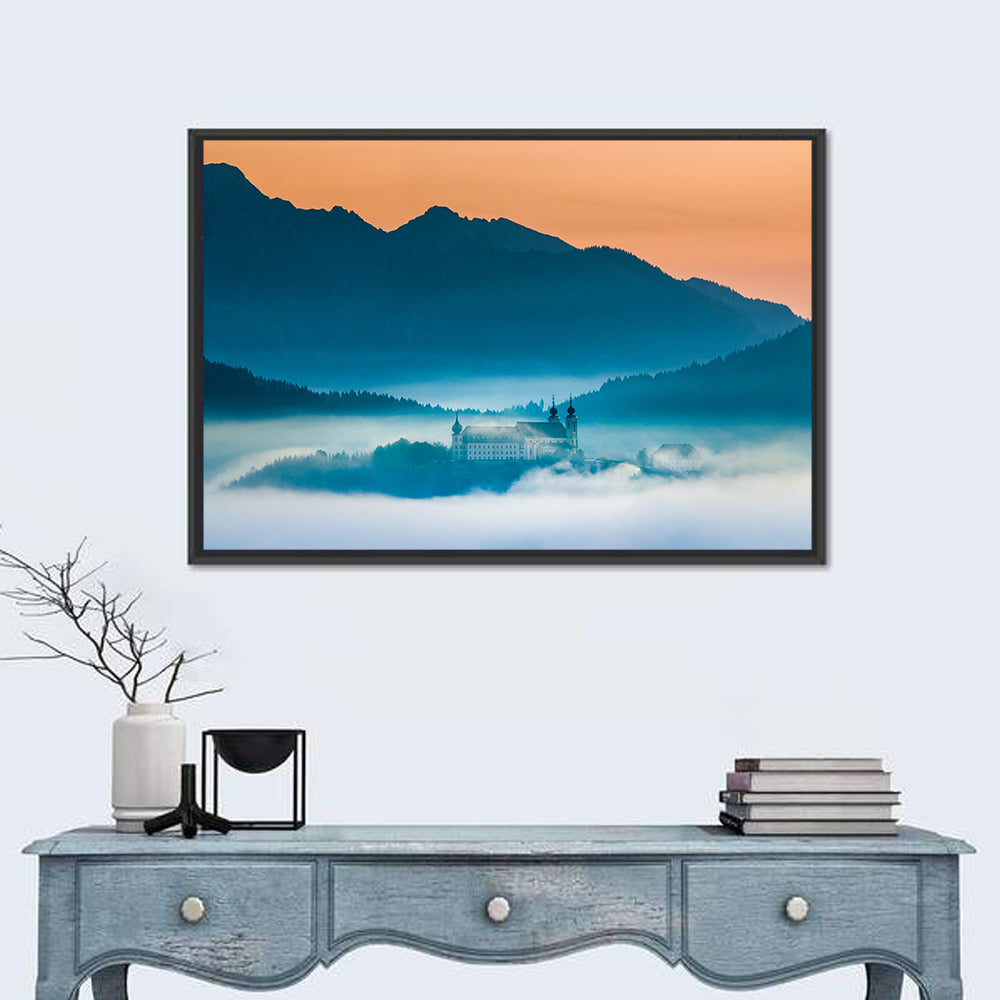 Benediktbeuern Abbey in Morning Fog Wall Art