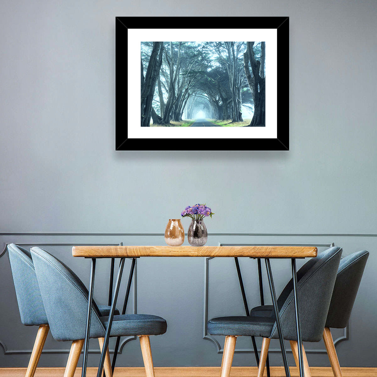 Foggy Cypress Tree Tunnel Wall Art