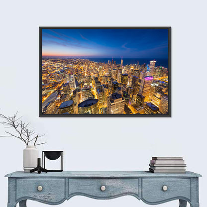 Aerial Chicago Nightscape Wall Art