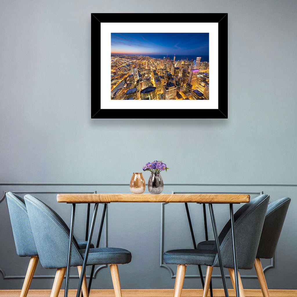 Aerial Chicago Nightscape Wall Art