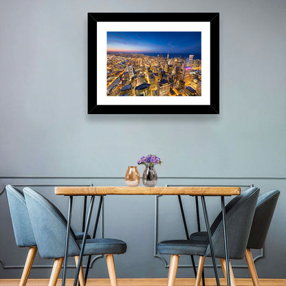 Aerial Chicago Nightscape Wall Art