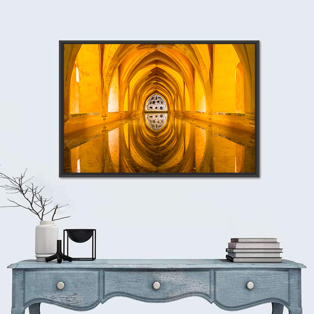 Royal Alcázar Bath Reflections Wall Art in a room, landscape