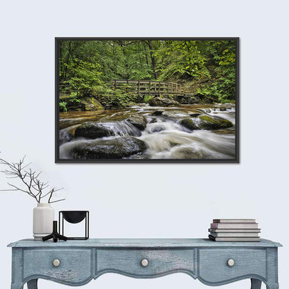 Stock Ghyll Footbridge Forest Stream Wall Art