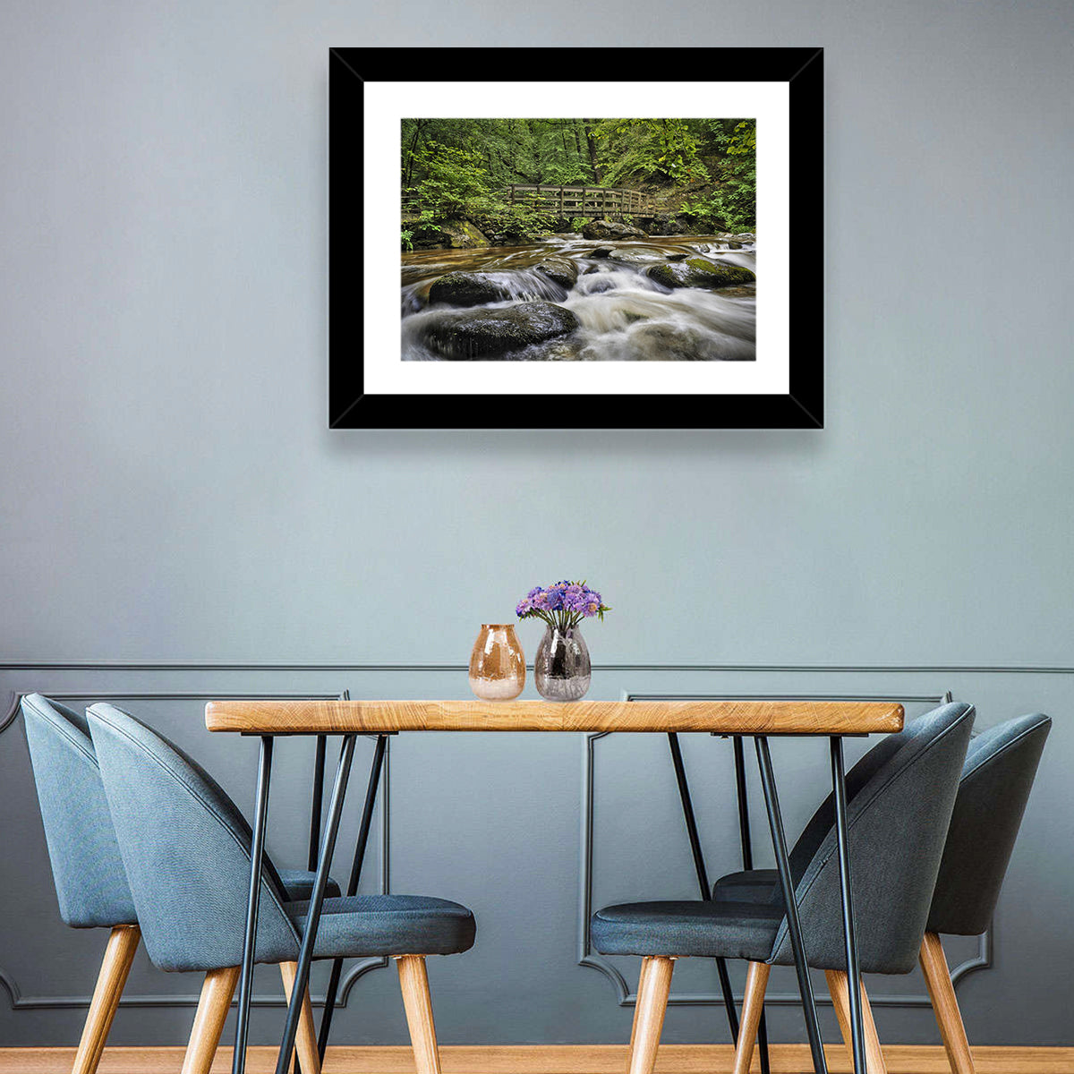 Stock Ghyll Footbridge Forest Stream Wall Art