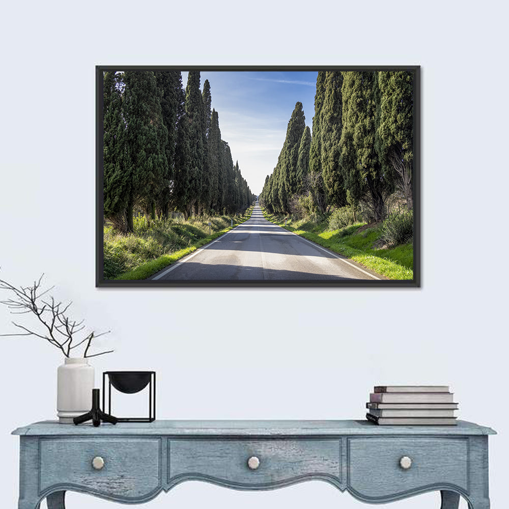 Avenue of Cypress Trees Wall Art in a room, landscape