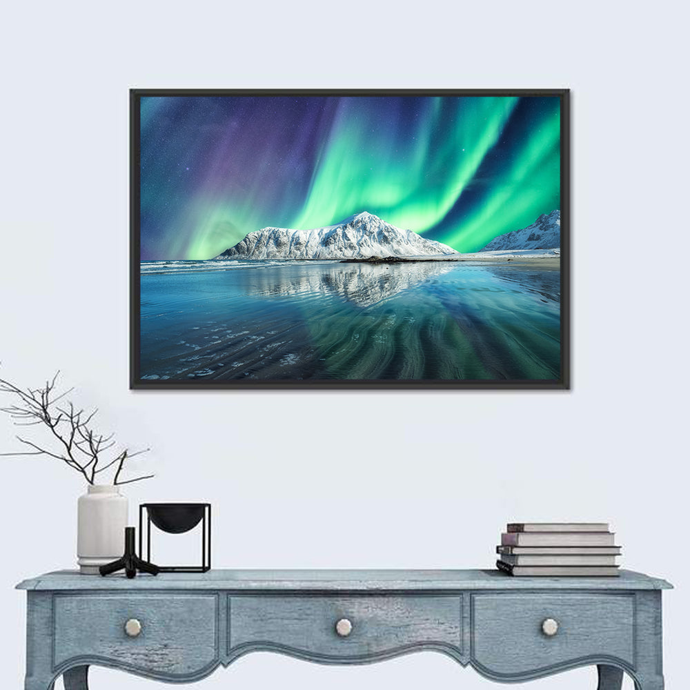 Aurora Over Skagsanden Beach Wall Art