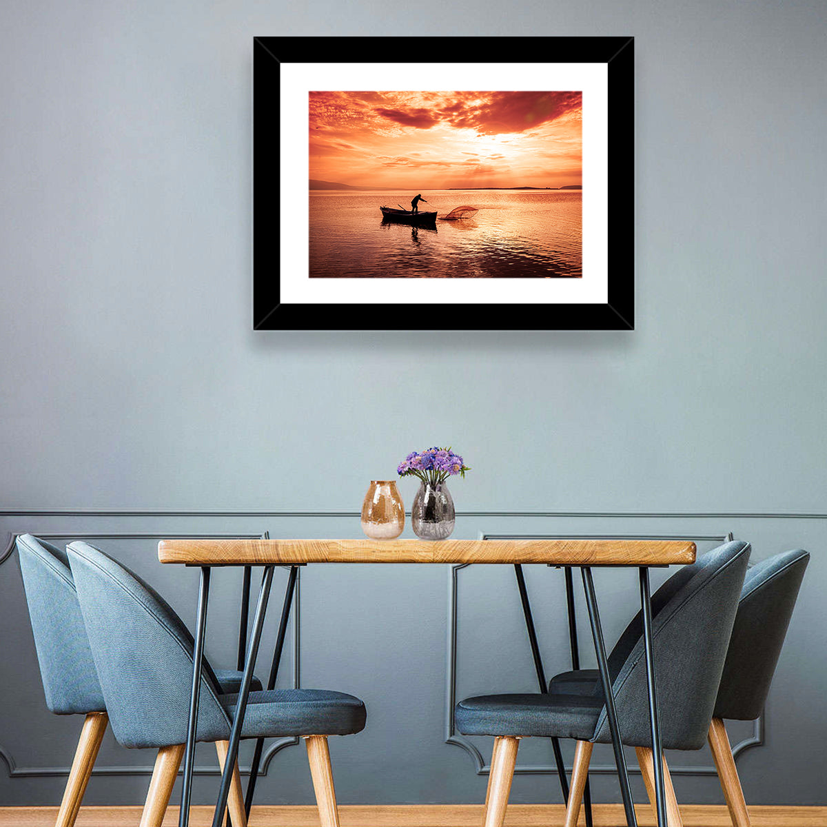 Uluabat Lake Fisherman at Dusk Wall Art