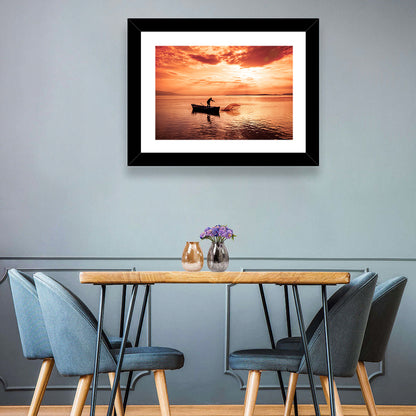 Uluabat Lake Fisherman at Dusk Wall Art