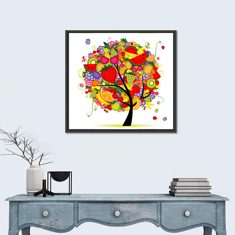 Vibrant Fruit Tree Illustration Wall Art
