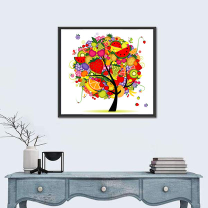 Vibrant Fruit Tree Illustration Wall Art