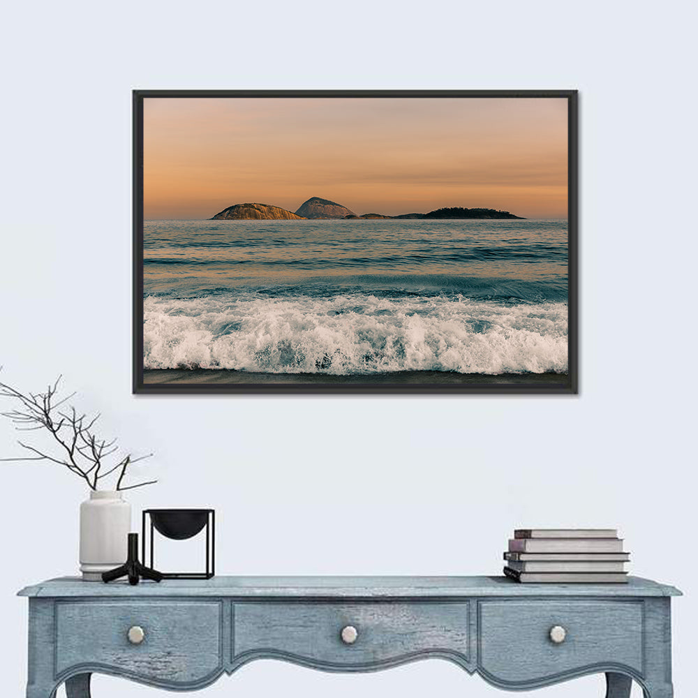Cagarras Island Sunset Beach Wall Art in a room, landscape