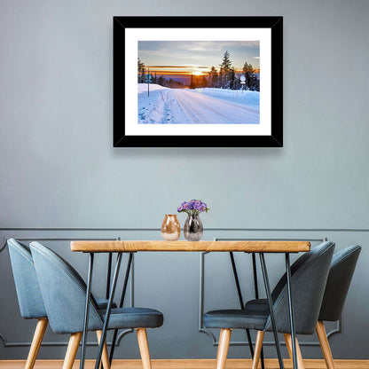 Snowy Road at Sunset Wall Art