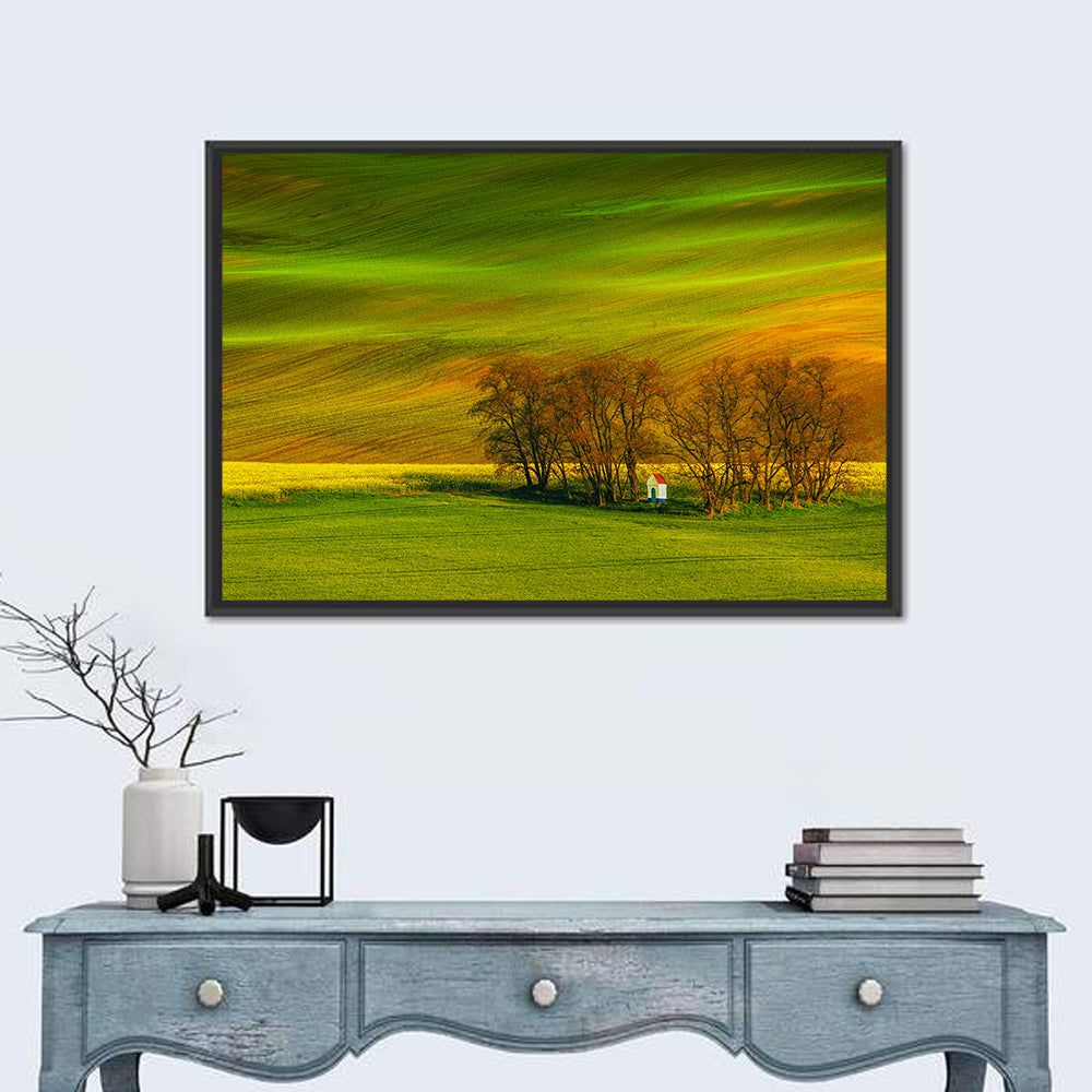 Moravian Wheat Fields with Chapel Wall Art