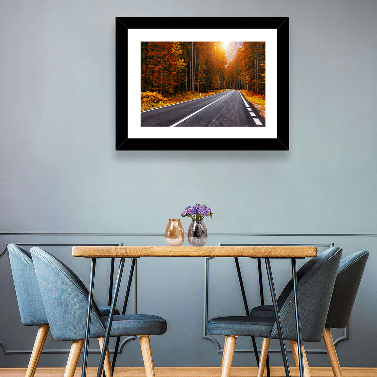 Golden Hour Forest Road Wall Art