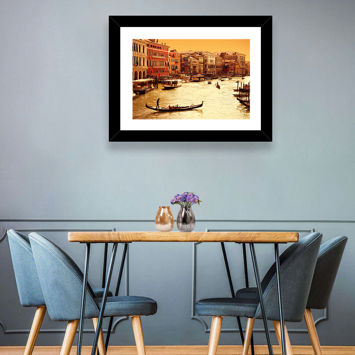 Grand Canal Gondola at Golden Hour Wall Art in a room, landscape