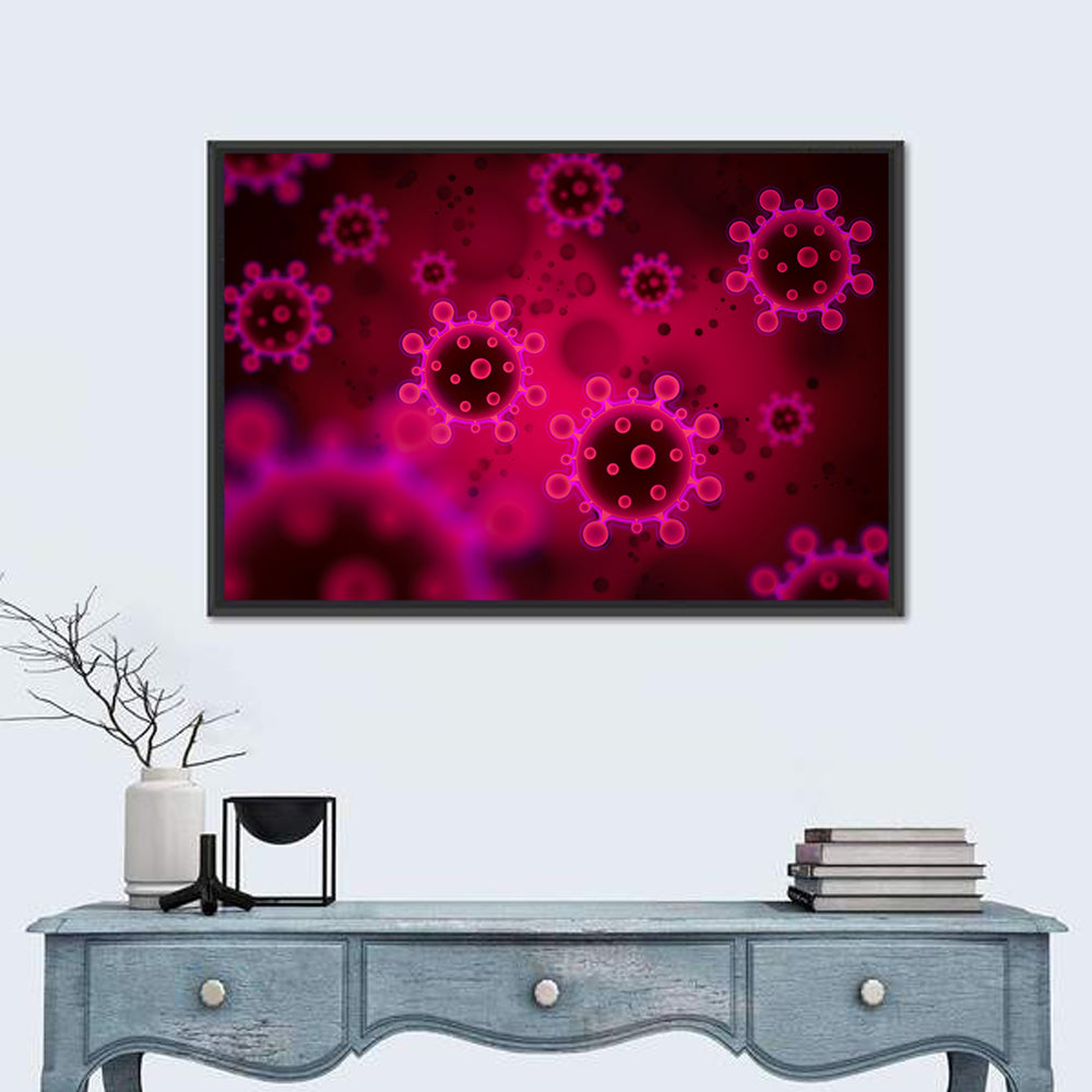 Microscopic Virus Particle Study Wall Art in a room, landscape