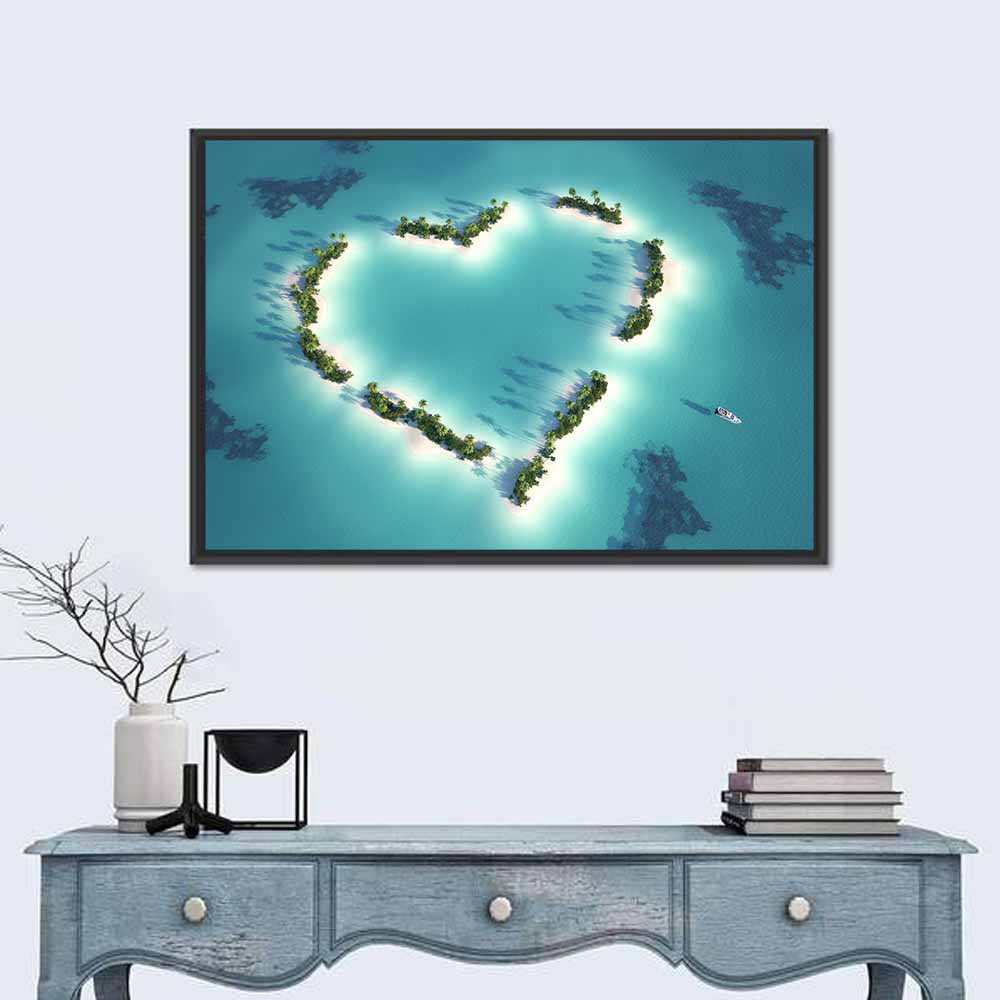 Turquoise Heart-shaped Island Wall Art