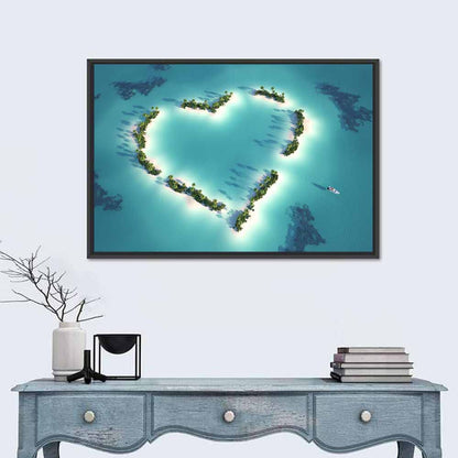 Turquoise Heart-shaped Island Wall Art
