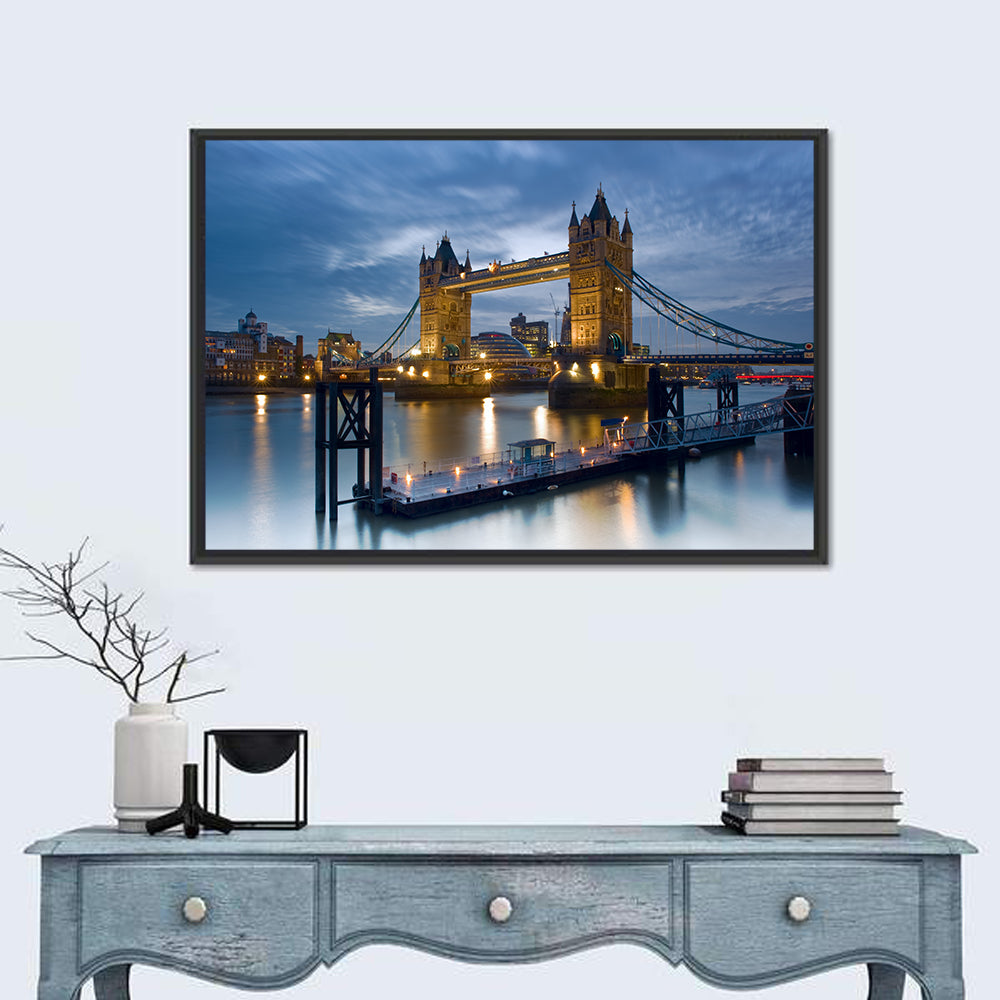 Tower Bridge at Blue Hour Wall Art in a room, landscape