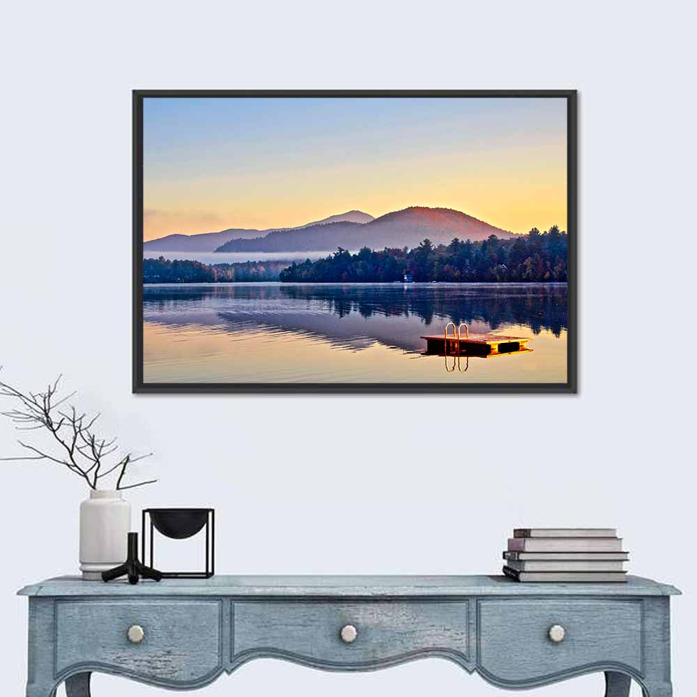 Lake Placid Dock at Dawn Wall Art