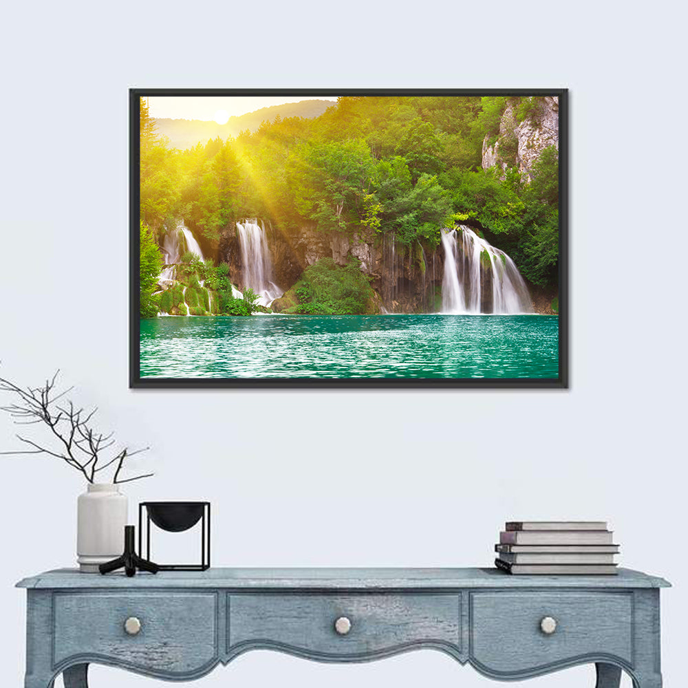 Plitvice Cascades at Sunrise Wall Art
