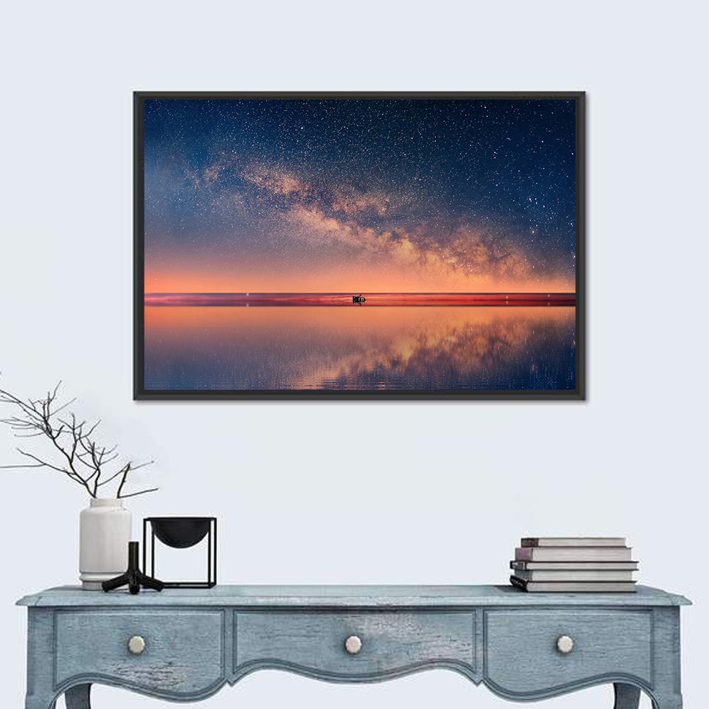 Ocean Starry Night Wall Art in a room, landscape