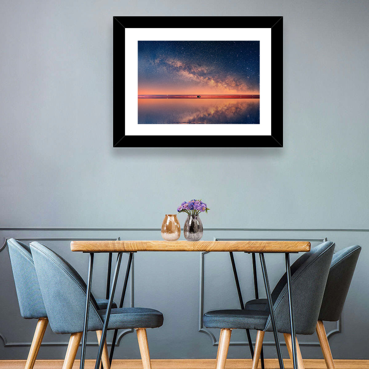 Ocean Starry Night Wall Art in a room, landscape