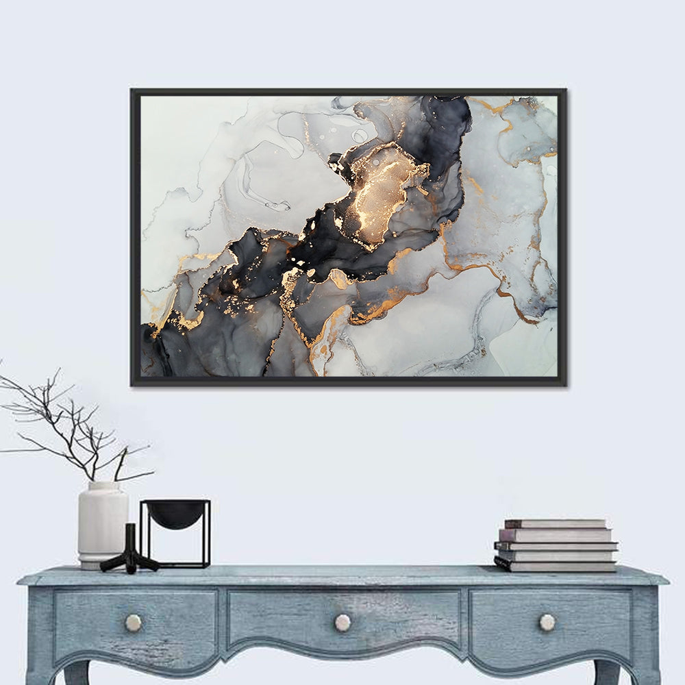 Black Fire Marble Abstract Wall Art