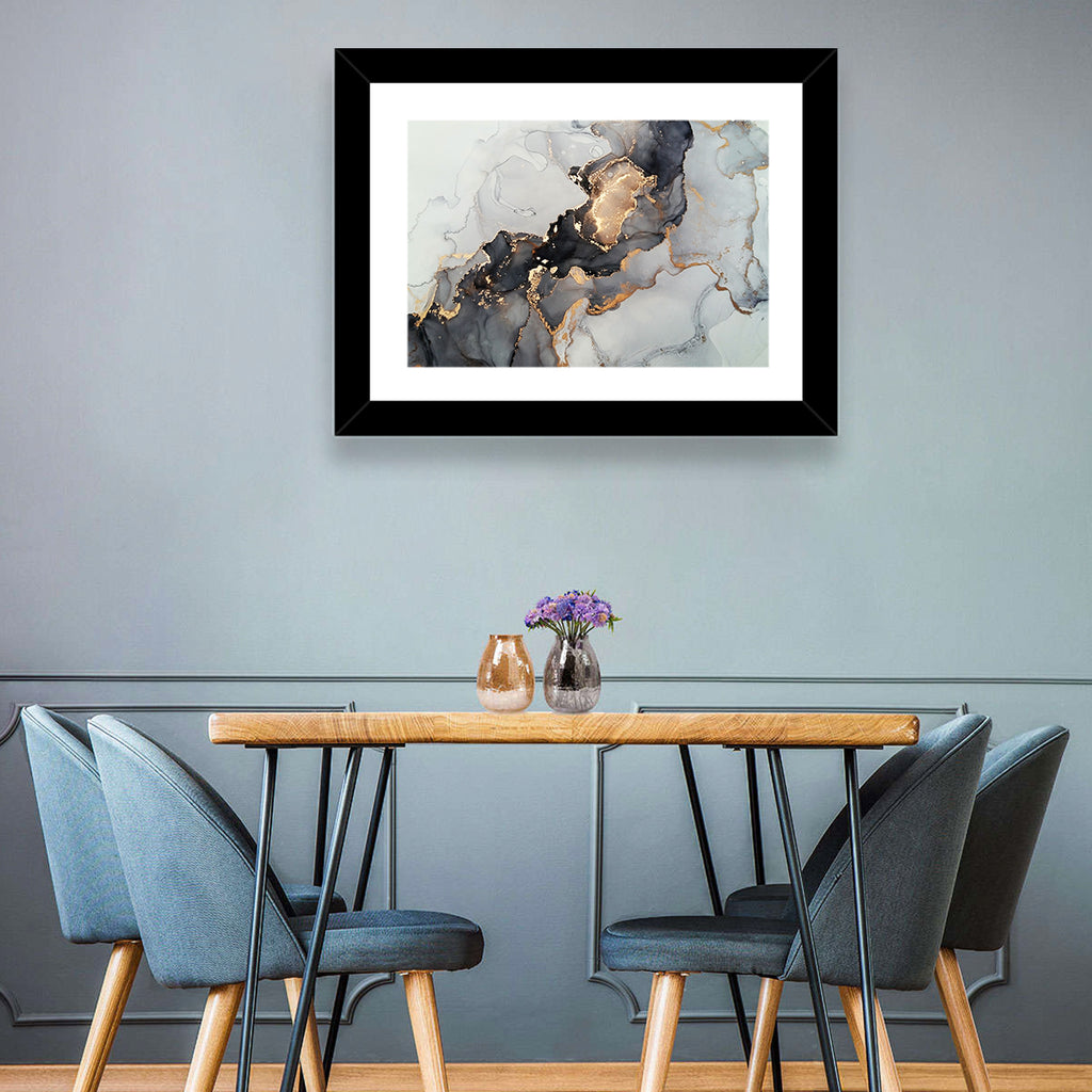 Black Fire Marble Abstract Wall Art