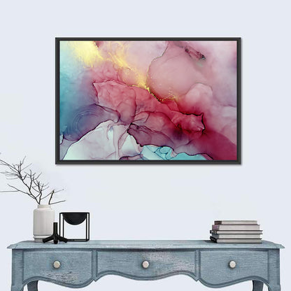 Pink and Gold Fluid Abstract Wall Art