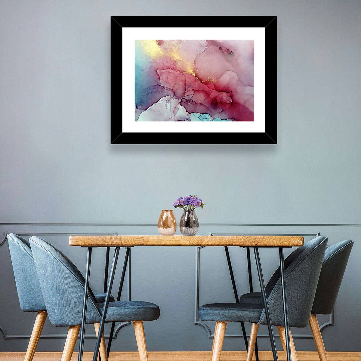 Pink and Gold Fluid Abstract Wall Art