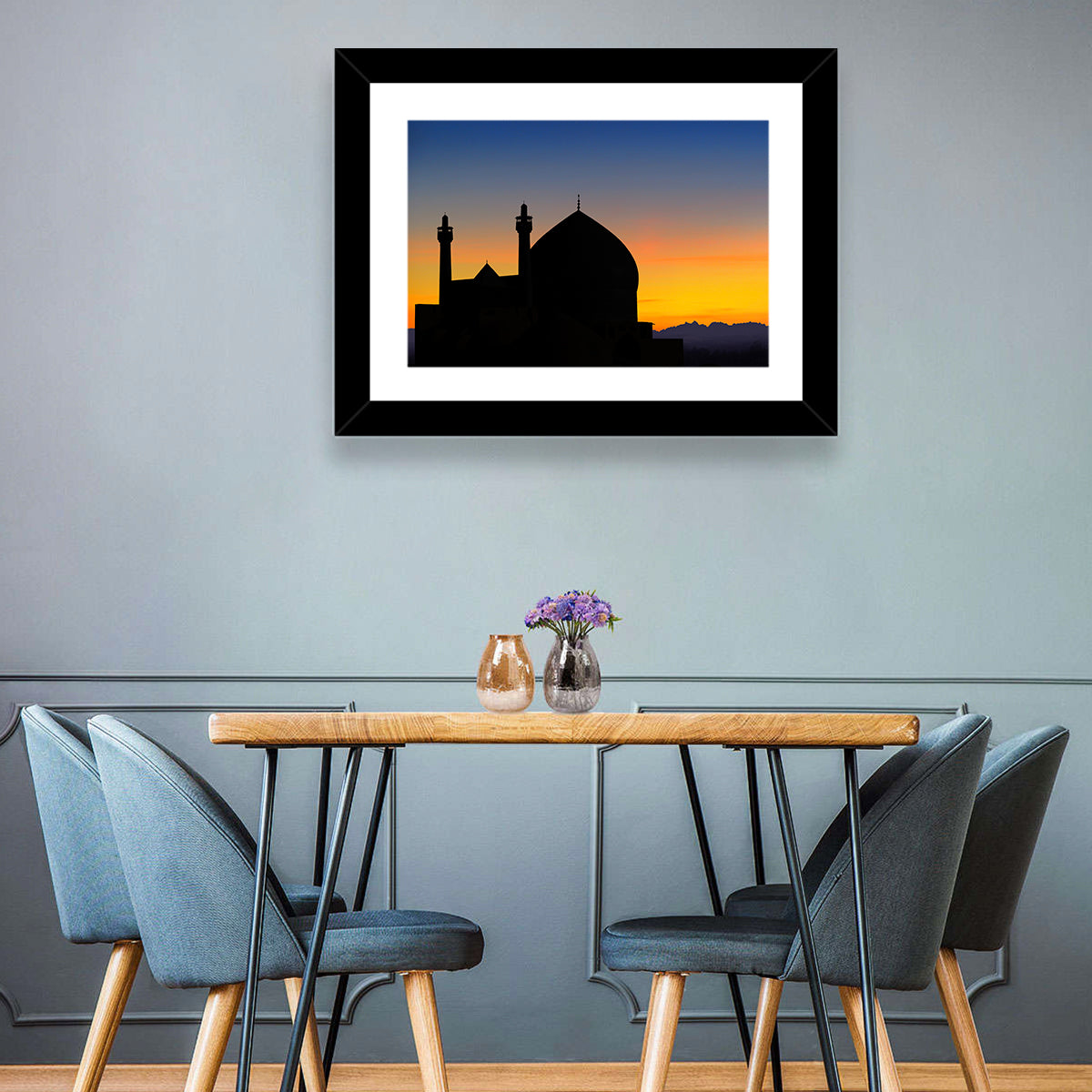Isfahan Mosque Silhouette at Dusk Wall Art
