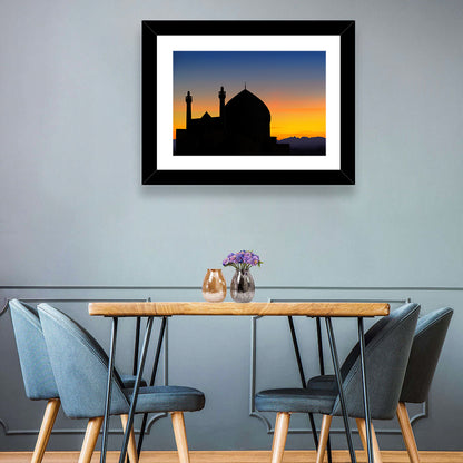Isfahan Mosque Silhouette at Dusk Wall Art
