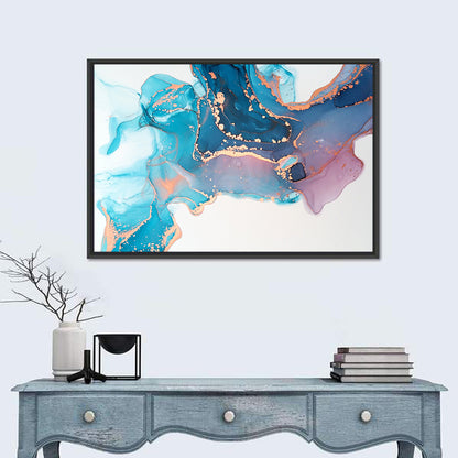 Fluid Ink with Metallic Gold Accents Wall Art