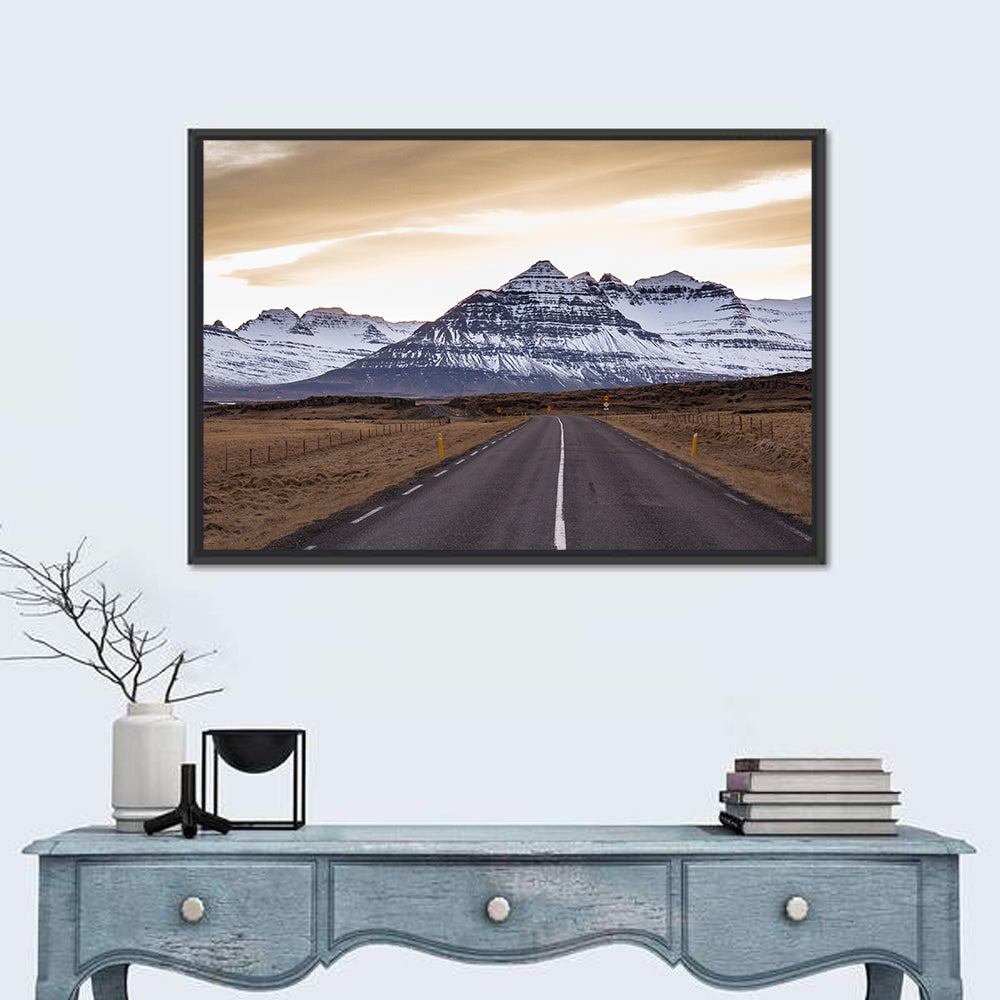 East Fjords Road at Dusk Wall Art in a room, landscape
