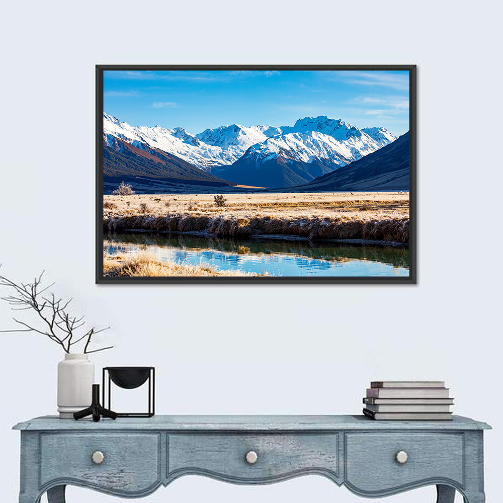 Canterbury Mountain Valley Wall Art in a room, landscape
