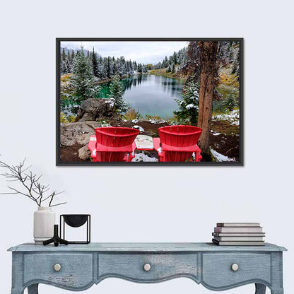 Red Adirondack Chairs at Valley of Five Lakes Wall Art