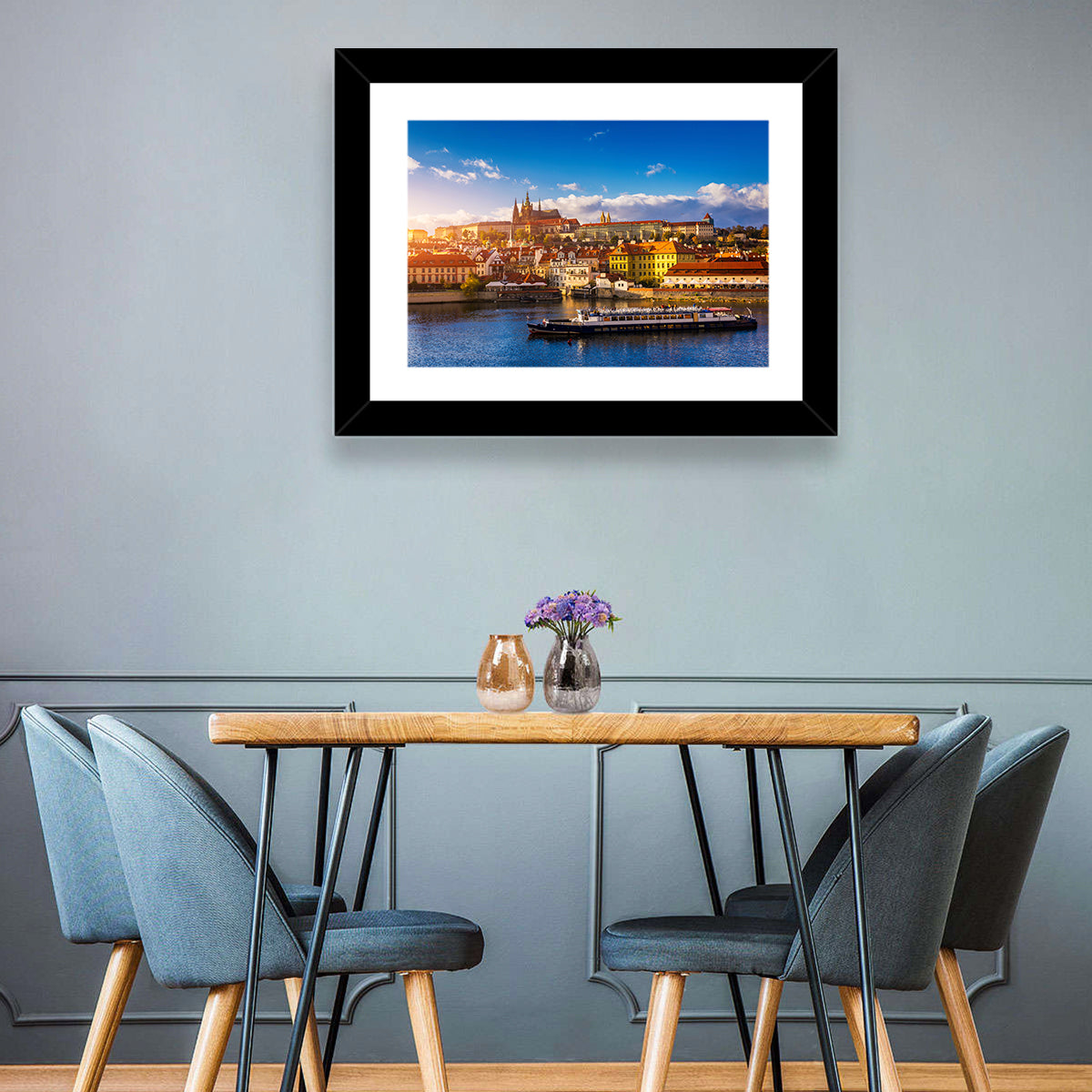Prague Castle Golden Hour River View Wall Art