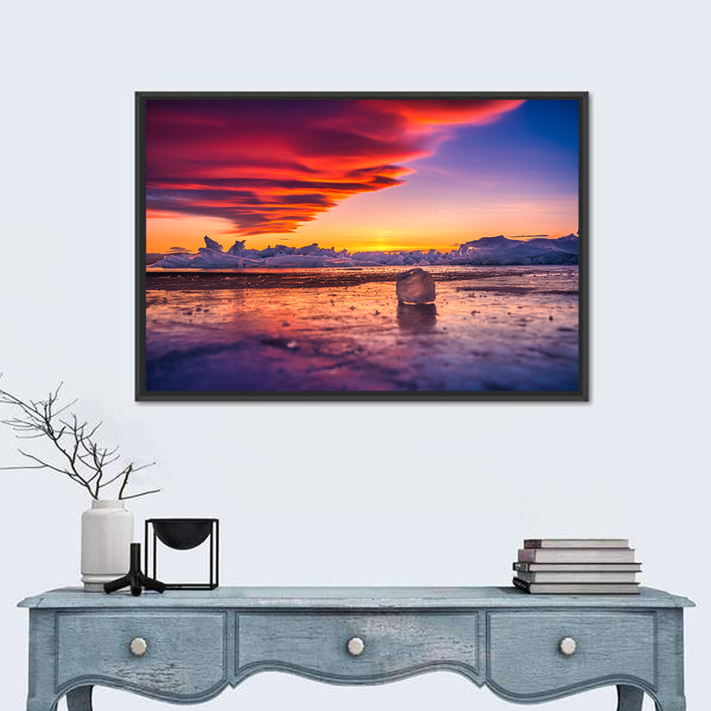 Lake Baikal Ice at Sunset Wall Art