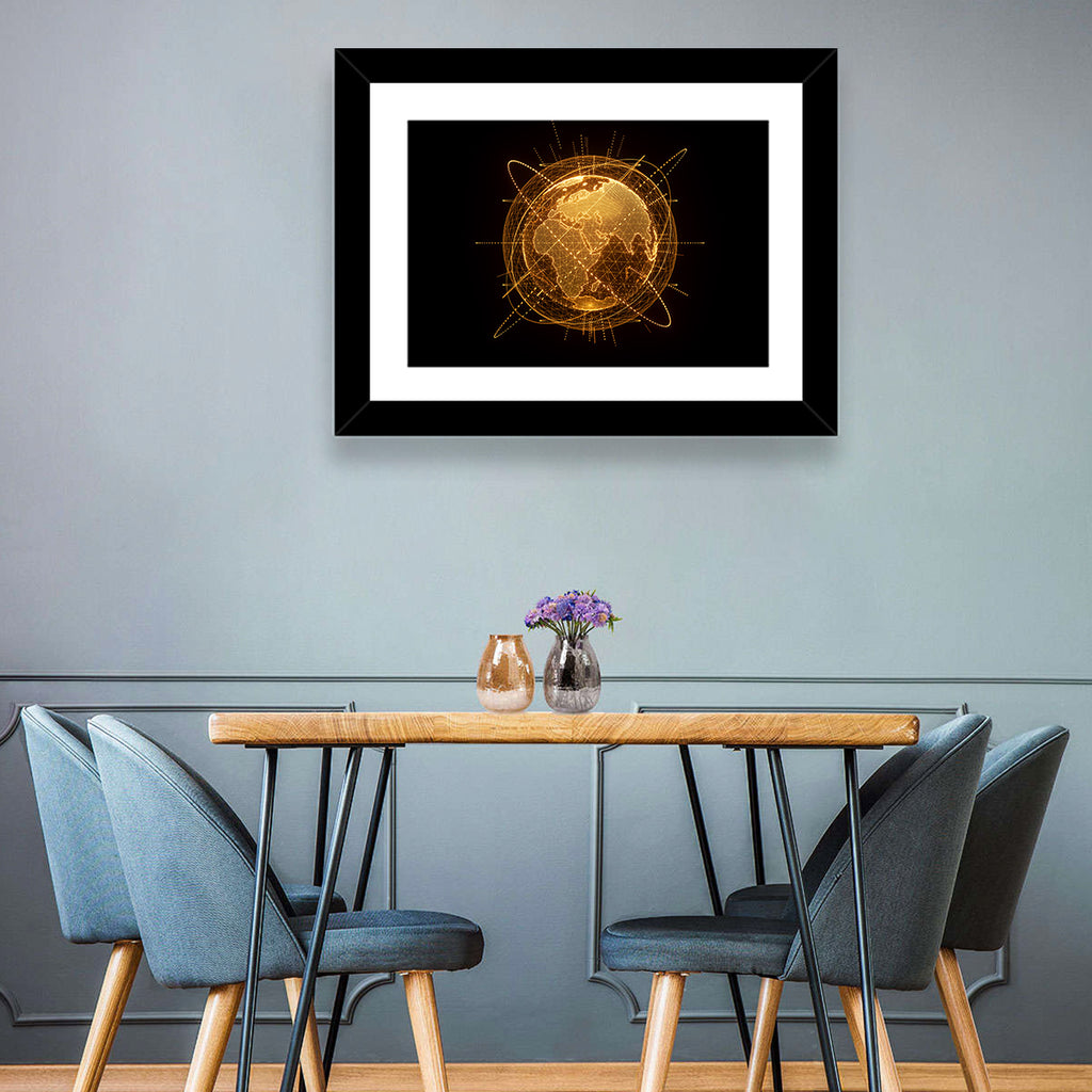 Golden Hologram Globe Wall Art