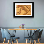 Antique Map of Italy with Ornate Cartouche Wall Art