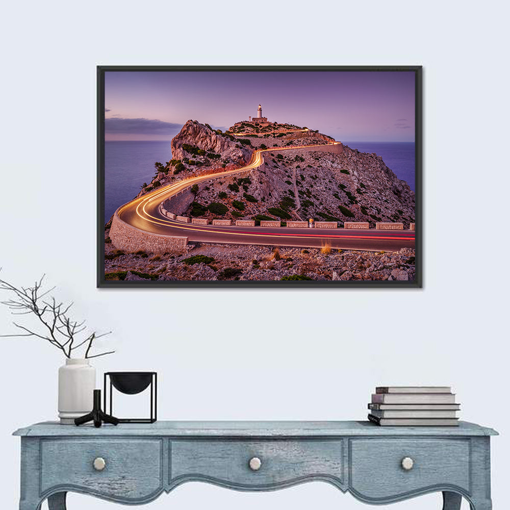 Formentor Lighthouse at Dusk Wall Art in a room, landscape