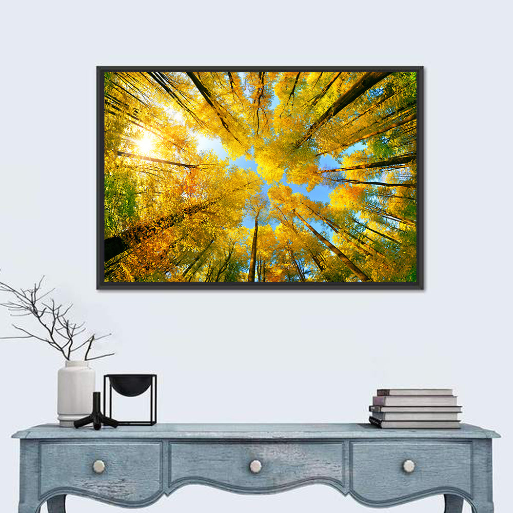 Golden Autumn Canopy Wall Art in a room, landscape