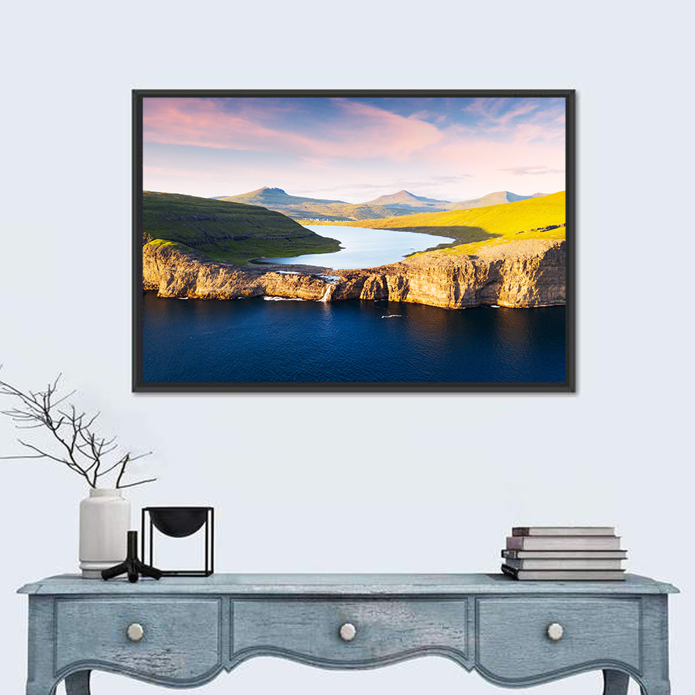 Sørvágsvatn Cliffs at Golden Hour Wall Art