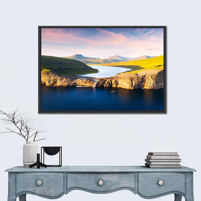 Sørvágsvatn Cliffs at Golden Hour Wall Art