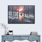 Lone Traveler in Winter Forest Wall Art